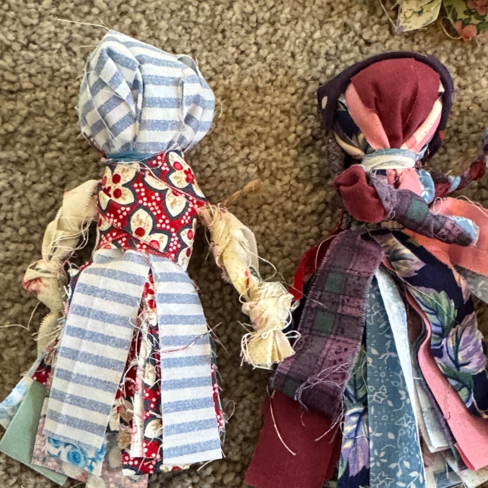 Handcrafted Patchwork Rag Dolls Set - Picture 3 of 9